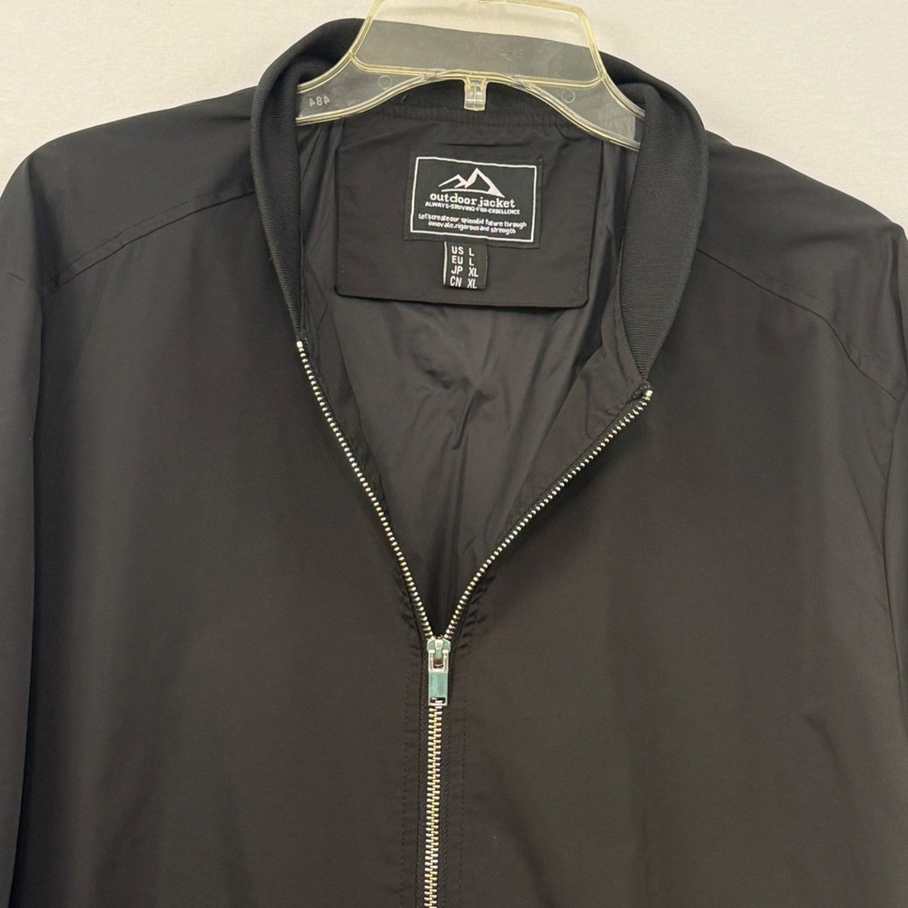 Men's Black Bomber‎ Jacket Lightweight Zip Up Casual Outdoor Coat size Large